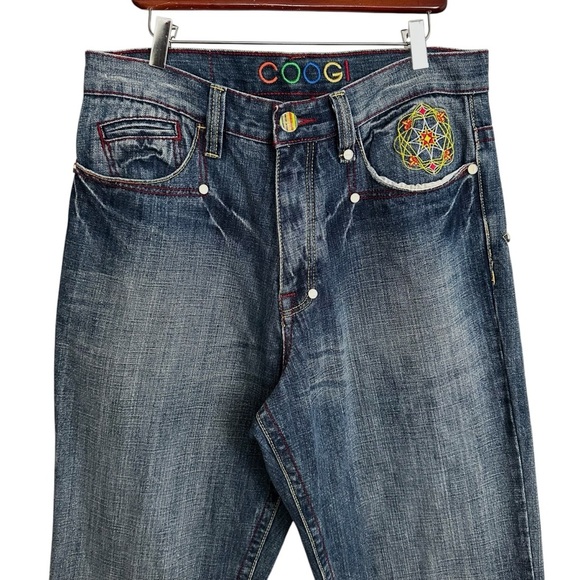 COOGI Vintage Y2K Jeans Embroidered Rainbow Urban Hip Hop Spellout 32x34 - Picture 2 of 16